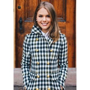 J. Crew Double Breasted Coat In Oxford Green Check